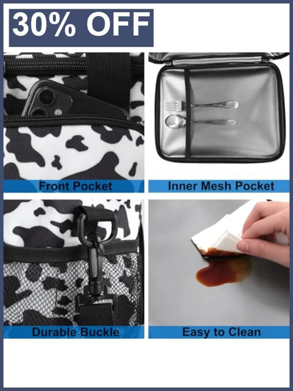 Insulated Leakproof Lunch Bag Oxford Fabric Large Tote
